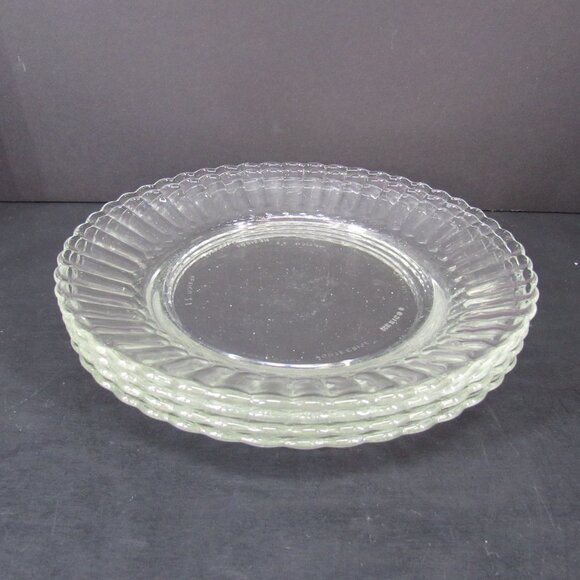 Fortecrisa Vintage Glass Ribbed Design 7 Inch Side Plate Dessert Plate Set of 4 - Picture 7 of 7